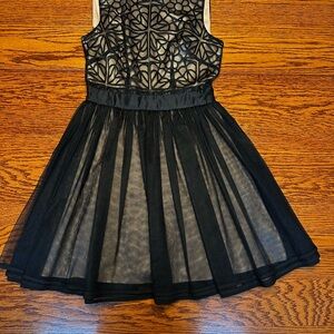 bebe Black and Tan Fit and Flare Mini Dress for Cocktail